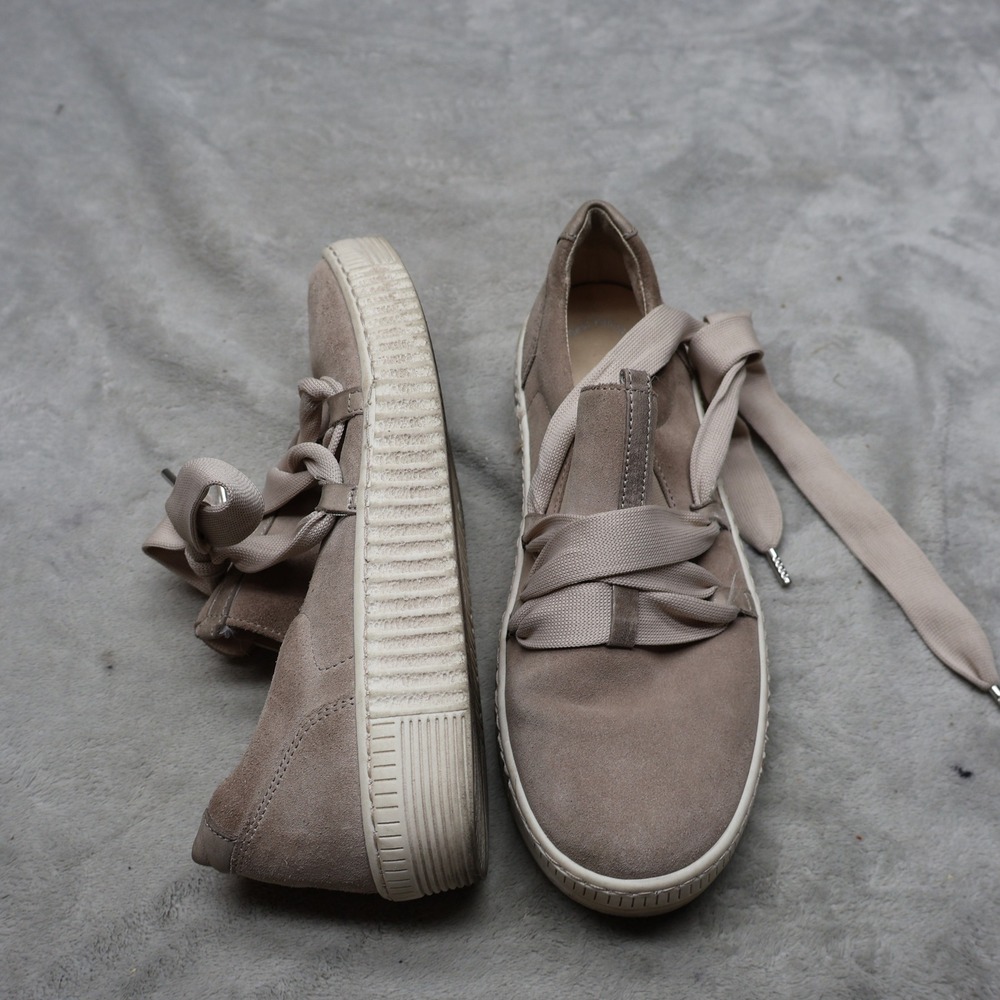 Gabor Womens 5 Sneakers Beige Suede Ribbon Lace Platform Low Top Comfort Casual